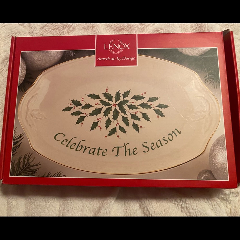 Lenox Holly Holiday Celebrate the Season Plate Tray
